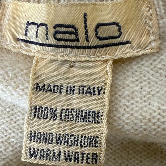 Malo 100% Cashmere Sweater Twin Set -Tank & Cardigan- Cream Size Small- Vintage - Picture 14 of 14